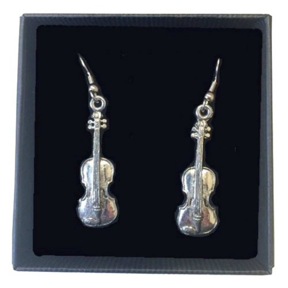 Violin Pewter Earrings